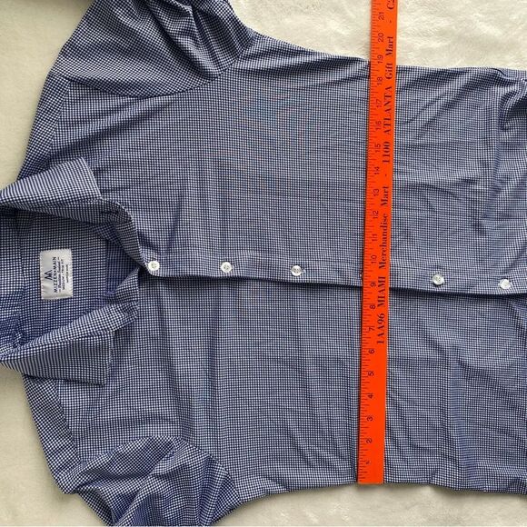 Mizzen + Main Blue‎ Checkered Medium Trim Fit Button Down Dress Shirt Packable - Picture 10 of 10